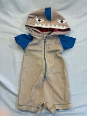 GAP Kids Shark Hooded Rashguard - Tan & Blue